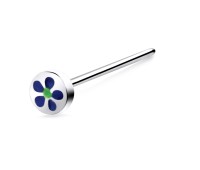 Flower Shaped Silver Straight Nose Stud NSKA-1029